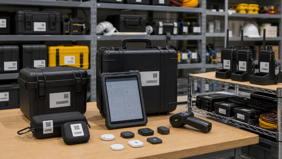 Tagged equipment and scanner used for asset locker management
